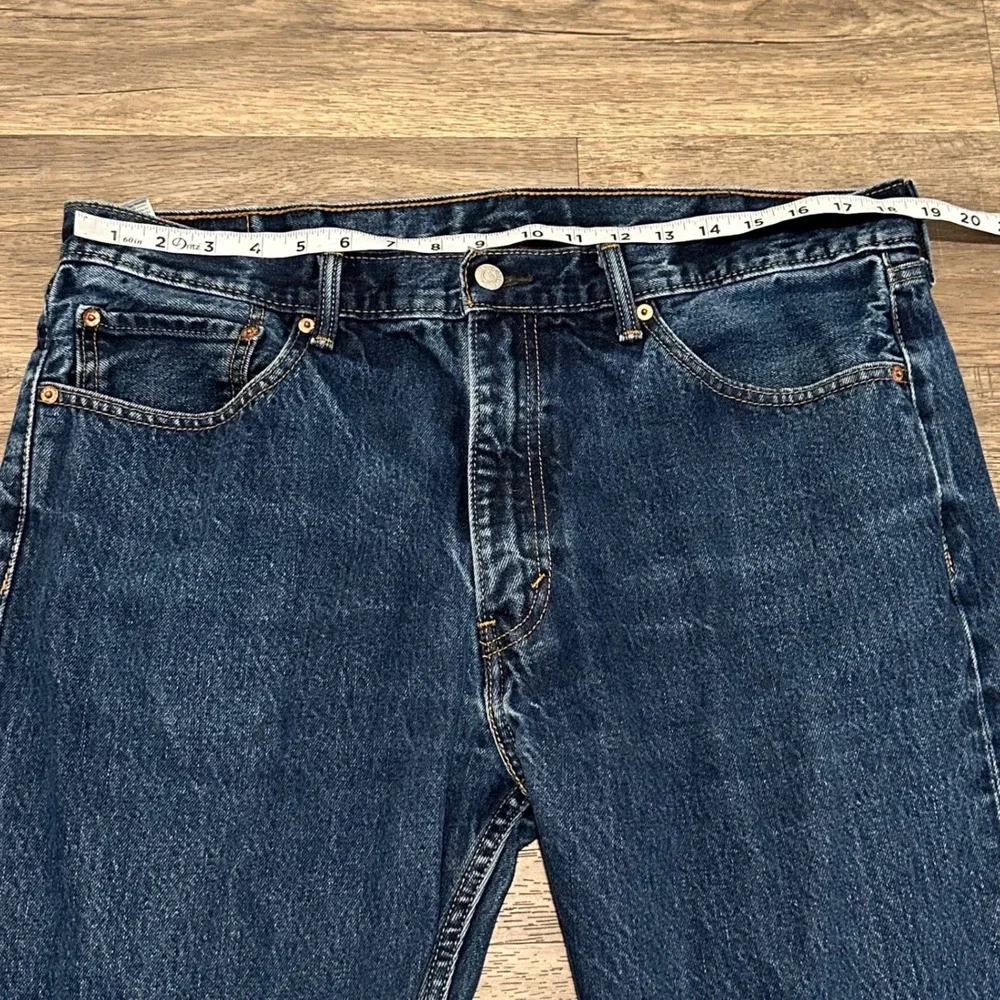 Levis 505 Regular Fit Straight Leg Jeans Mens 38x32 Dark Wash Blue Denim